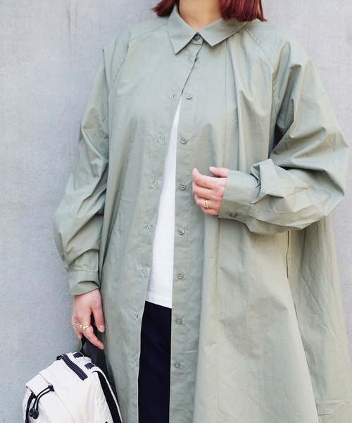 179/WG（イチナナキュウダブルジー）の「ラグランフレアチュニックブラウス（シャツ/ブラウス・レディース・グリーン/オフホワイト/カーキ・MEDIUM）」の19枚目の写真