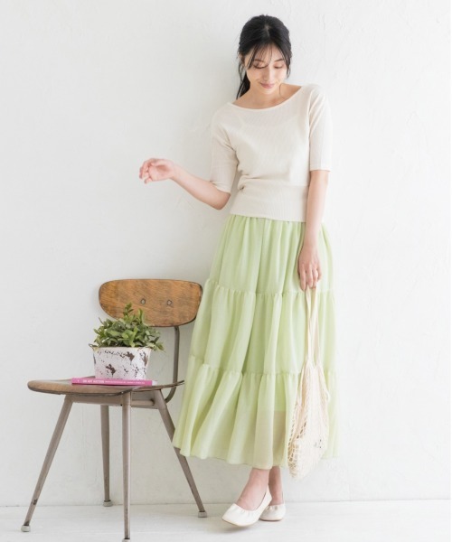 Mysa&Liina(ミーサリーナ)の「ガーゼティアードスカート(スカート・レディース・ブラック/オフホワイト/ライトグリーン/ミント・M)」の18枚目の写真