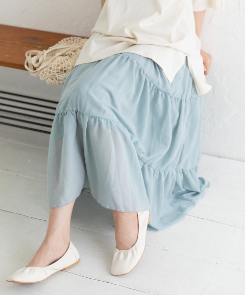 Mysa&Liina(ミーサリーナ)の「ガーゼティアードスカート(スカート・レディース・ブラック/オフホワイト/ライトグリーン/ミント・M)」の5枚目の写真