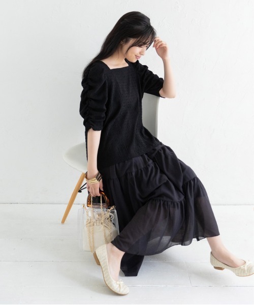 Mysa&Liina(ミーサリーナ)の「ガーゼティアードスカート(スカート・レディース・ブラック/オフホワイト/ライトグリーン/ミント・M)」の16枚目の写真