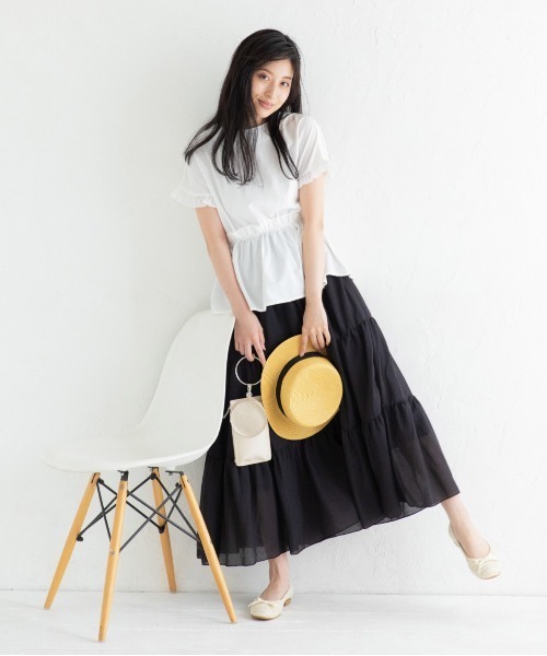 Mysa&Liina(ミーサリーナ)の「ガーゼティアードスカート(スカート・レディース・ブラック/オフホワイト/ライトグリーン/ミント・M)」の15枚目の写真