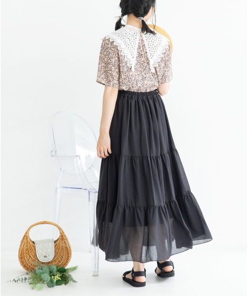 Mysa&Liina(ミーサリーナ)の「ガーゼティアードスカート(スカート・レディース・ブラック/オフホワイト/ライトグリーン/ミント・M)」の6枚目の写真