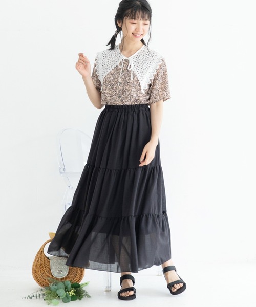 Mysa&Liina(ミーサリーナ)の「ガーゼティアードスカート(スカート・レディース・ブラック/オフホワイト/ライトグリーン/ミント・M)」の10枚目の写真