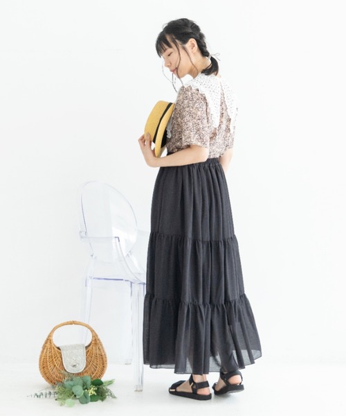 Mysa&Liina(ミーサリーナ)の「ガーゼティアードスカート(スカート・レディース・ブラック/オフホワイト/ライトグリーン/ミント・M)」の11枚目の写真