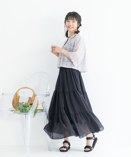 Mysa&Liina(ミーサリーナ)の「ガーゼティアードスカート(スカート・レディース・ブラック/オフホワイト/ライトグリーン/ミント・M)」の12枚目の写真