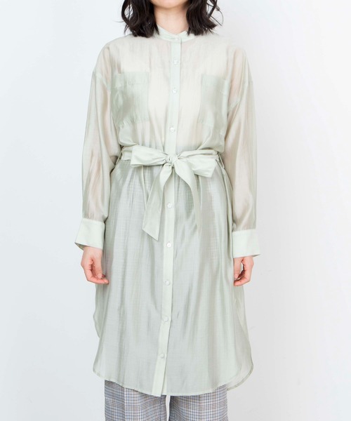 WEGO（ウィゴー）の「WEGO/ベルト付きシアーロングワンピース（ワンピース・レディース・グリーン系その他/ライトピンク/ホワイト・FREE）」の12枚目の写真