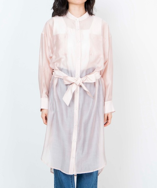 WEGO（ウィゴー）の「WEGO/ベルト付きシアーロングワンピース（ワンピース・レディース・グリーン系その他/ライトピンク/ホワイト・FREE）」の13枚目の写真