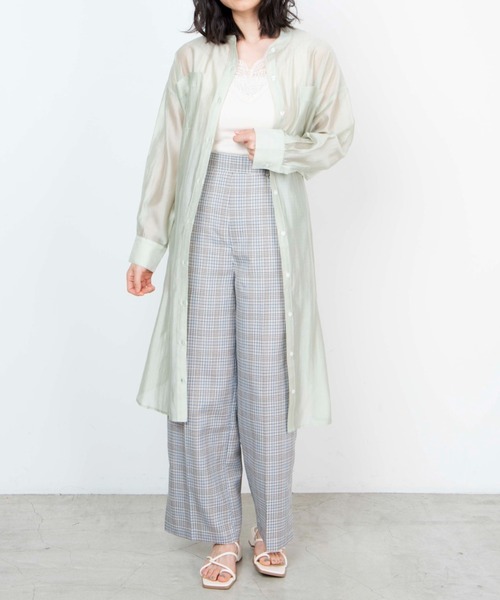 WEGO（ウィゴー）の「WEGO/ベルト付きシアーロングワンピース（ワンピース・レディース・グリーン系その他/ライトピンク/ホワイト・FREE）」の8枚目の写真