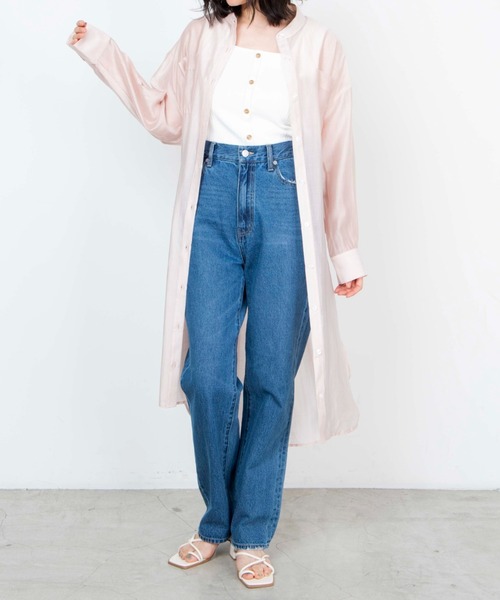 WEGO（ウィゴー）の「WEGO/ベルト付きシアーロングワンピース（ワンピース・レディース・グリーン系その他/ライトピンク/ホワイト・FREE）」の9枚目の写真