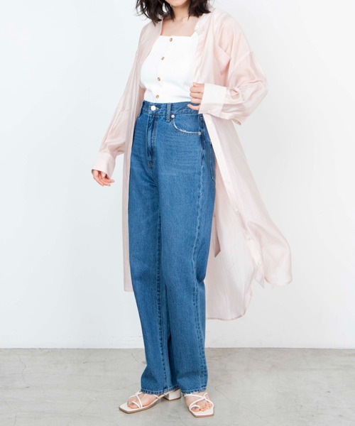 WEGO（ウィゴー）の「WEGO/ベルト付きシアーロングワンピース（ワンピース・レディース・グリーン系その他/ライトピンク/ホワイト・FREE）」の10枚目の写真