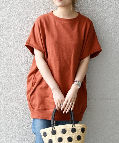 SHIPS any(シップス エニィ)の「SHIPS any: ミニ裏毛 コクーン プルオーバー〈UVカット〉(Tシャツ/カットソー・レディース・チャコールグレー/ホワイト/レンガ・ONE SIZE)」の3枚目の写真