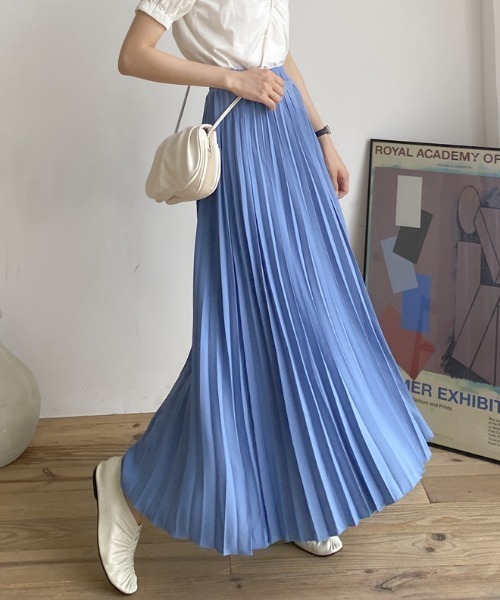 ABITOKYO（アビトーキョー）の「マキシ丈プリーツロングスカート（スカート・レディース・ベージュ/ブルー・FREE）」の9枚目の写真