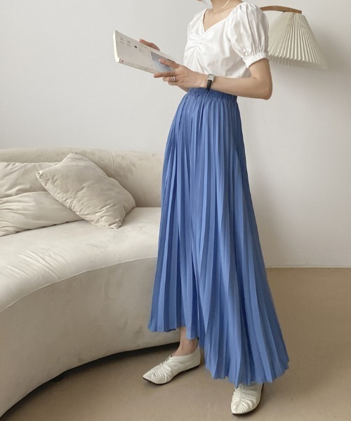 ABITOKYO（アビトーキョー）の「マキシ丈プリーツロングスカート（スカート・レディース・ベージュ/ブルー・FREE）」の14枚目の写真