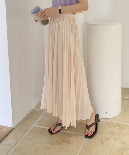 ABITOKYO（アビトーキョー）の「マキシ丈プリーツロングスカート（スカート・レディース・ベージュ/ブルー・FREE）」の4枚目の写真