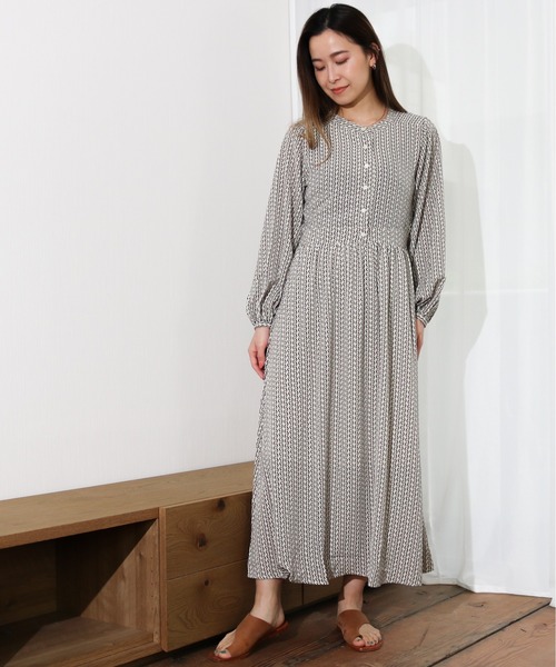 Per sist ence（パーシエンス）の「Per sist ence/パーシエンス　幾何学プリントワンピース（ワンピース・レディース・オフホワイト/モカ/カーキ/ブラック・FREE）」の5枚目の写真