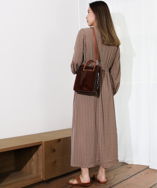 Per sist ence（パーシエンス）の「Per sist ence/パーシエンス　幾何学プリントワンピース（ワンピース・レディース・オフホワイト/モカ/カーキ/ブラック・FREE）」の19枚目の写真