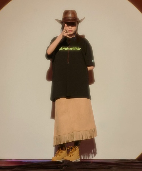 NICE GHOST CLUB(ナイスゴーストクラブ)の「『NICE GHOST CLUB/ナイスゴーストクラブ』TYPO LOGO TEE/ブランド英字ロゴプリント 半袖Tシャツ(Tシャツ/カットソー・レディース・ブラック/ホワイト・L/M)」の10枚目の写真