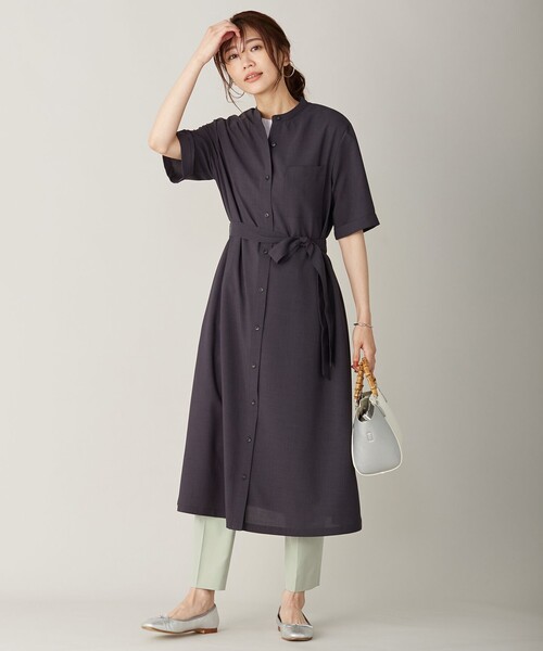 J.PRESS Ladies(J.プレス レディス)の「【イージーケア・接触冷感・洗える】マルソースパンボイル ワンピース(ワンピース・レディース・グレー系/黄土色系/ネイビー系・XS)」の5枚目の写真
