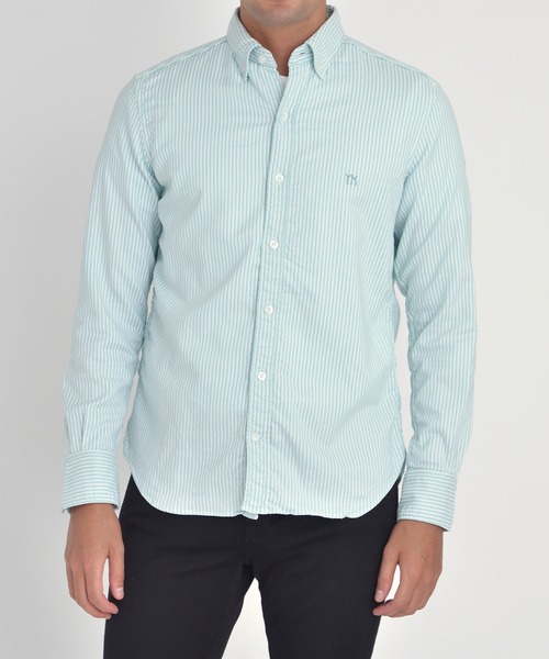 YANUK（ヤヌーク）の「オックスデニット ボタンダウンシャツ（シャツ/ブラウス・メンズ・ライトイエロー/ライトグリーン・XL/L/S/M）」の2枚目の写真