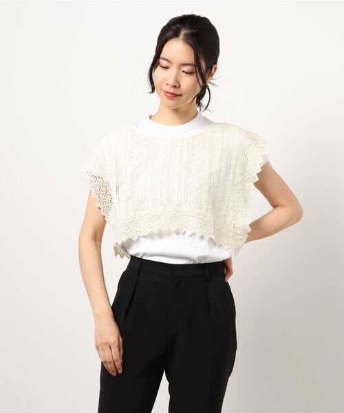 ehka sopo(エヘカソポ)の「前後着総レースベスト(ベスト・レディース・ブラック/ブルー/キナリ・フリ-)」の2枚目の写真