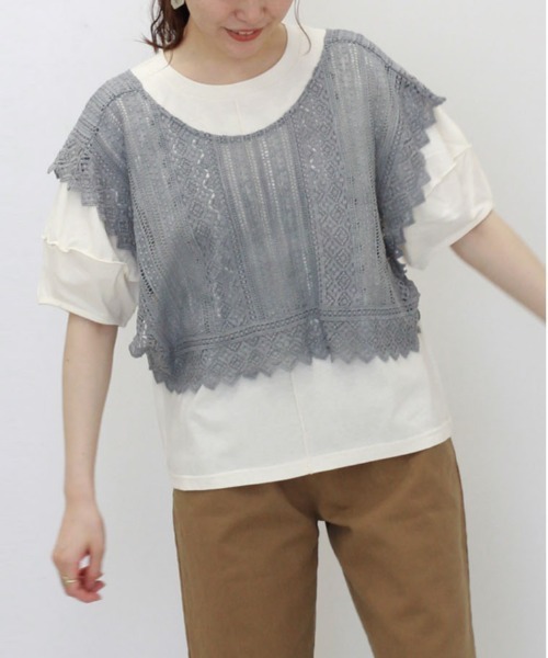 ehka sopo(エヘカソポ)の「前後着総レースベスト(ベスト・レディース・ブラック/ブルー/キナリ・フリ-)」の1枚目の写真