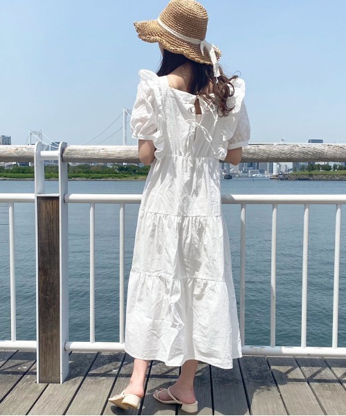 apres jour(アプレジュール)の「袖コットンレースフリルワンピ【ZOZOTOWN限定アイテム】(ワンピース・レディース・ピンクベージュ/ベージュ/オフホワイト・X-LARGE/フリー)」の8枚目の写真