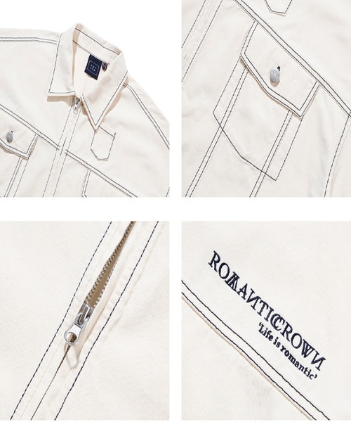 ROMANTIC CROWN（ロマンティッククラウン）の「【ROMANTIC CROWN】TRUCKER SUMMER JAKET（デニムジャケット・メンズ・ブルー/グレイッシュベージュ・L/M）」の4枚目の写真