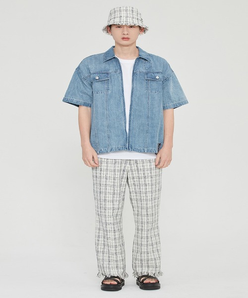 ROMANTIC CROWN（ロマンティッククラウン）の「【ROMANTIC CROWN】TRUCKER SUMMER JAKET（デニムジャケット・メンズ・ブルー/グレイッシュベージュ・L/M）」の15枚目の写真