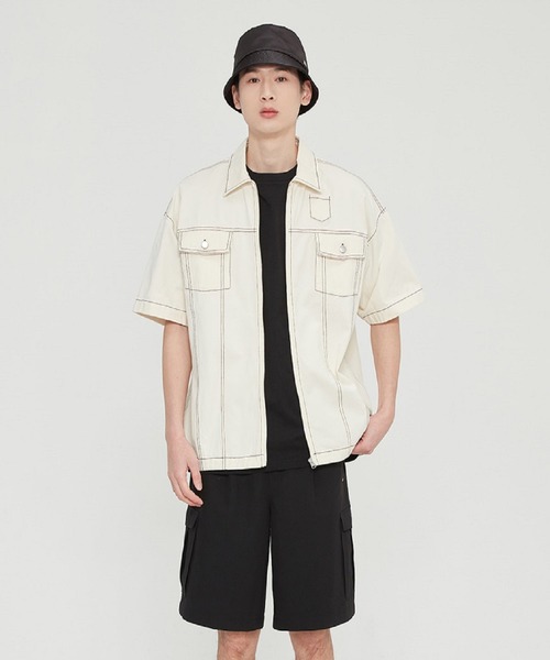 ROMANTIC CROWN（ロマンティッククラウン）の「【ROMANTIC CROWN】TRUCKER SUMMER JAKET（デニムジャケット・メンズ・ブルー/グレイッシュベージュ・L/M）」の18枚目の写真