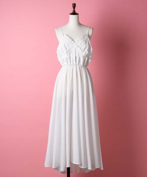 J1U by LA BELLE ETUDE(ジユウバイラベルエチュード)の「フリルデザインキャミワンピース(ワンピース・レディース・ホワイト/ブラック/ピンク・FREE)」の6枚目の写真