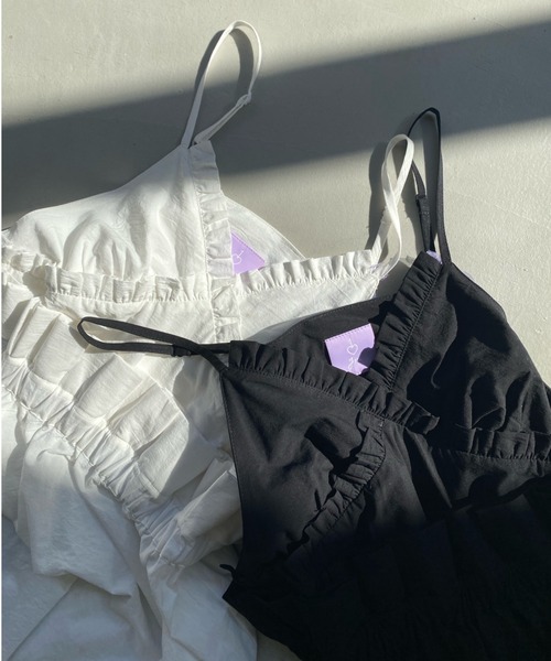 J1U by LA BELLE ETUDE(ジユウバイラベルエチュード)の「フリルデザインキャミワンピース(ワンピース・レディース・ホワイト/ブラック/ピンク・FREE)」の22枚目の写真