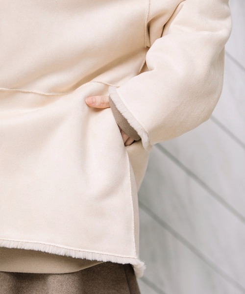 Munich（ミューニック）の「エコムートンリバーシブルフーデットコート（ムートンコート・レディース・ブラック/ベージュ/アイボリー・S/XS）」の16枚目の写真