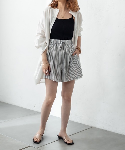 mystic（ミスティック）の「マルチストライプショートパンツ（スウェットパンツ・レディース・ブルー/ブラウン・FREE）」の3枚目の写真