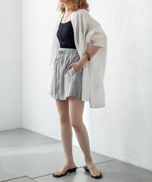 mystic（ミスティック）の「マルチストライプショートパンツ（スウェットパンツ・レディース・ブルー/ブラウン・FREE）」の6枚目の写真