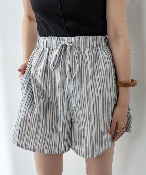 mystic（ミスティック）の「マルチストライプショートパンツ（スウェットパンツ・レディース・ブルー/ブラウン・FREE）」の15枚目の写真