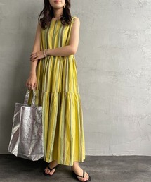 JEANS FACTORY Clothes | [Jeans Factory Clothes/ジーンズファクトリークローズ] マルチストライプ ノースリーブマキシ丈ティアードワンピース(ワンピース)