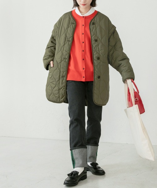 セール】2wayキルティングライナーノーカラージャケット／ベスト（ノー