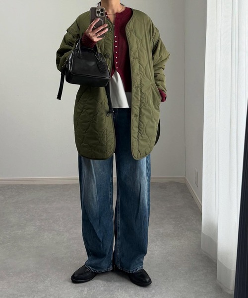 セール】2wayキルティングライナーノーカラージャケット／ベスト（ノー