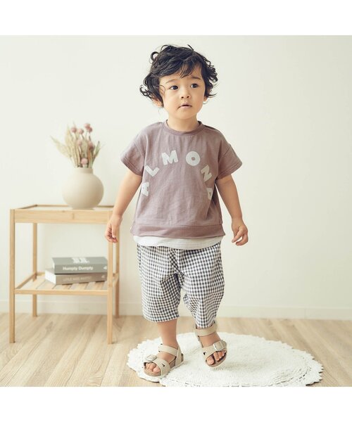 apres les cours（アプレレクール）の「ワッフルレイヤードTシャツ（Tシャツ/カットソー・キッズ・ブルー/ブラウン・90/120/130/100/80/110）」の3枚目の写真
