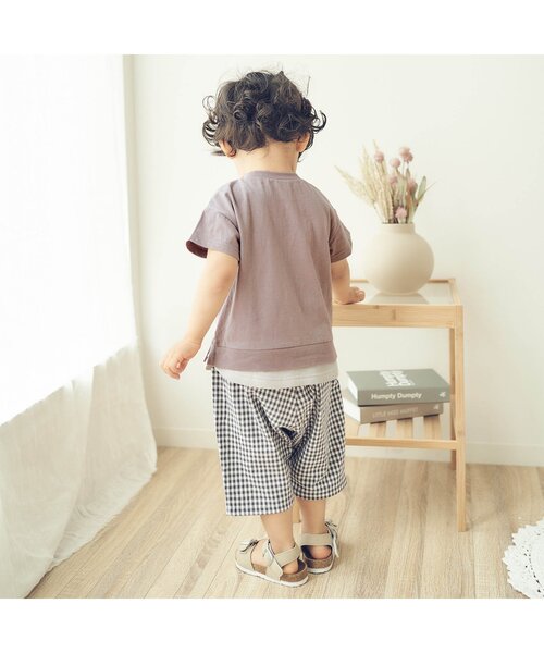 apres les cours（アプレレクール）の「ワッフルレイヤードTシャツ（Tシャツ/カットソー・キッズ・ブルー/ブラウン・90/120/130/100/80/110）」の5枚目の写真