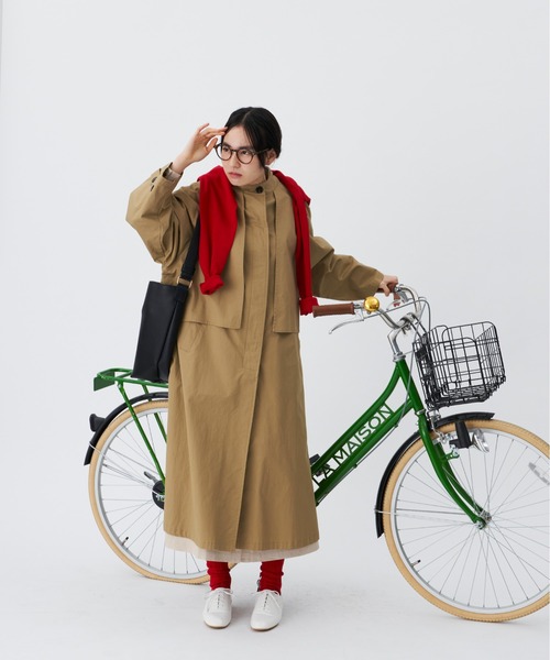 Libra Cue(リブラ キュー)の「”ガンパッチロングコート” オンオフどちらのスタイリングにも使える、春秋2シーズンコート(トレンチコート・レディース・ブラック/ベージュ・FREE)」の22枚目の写真