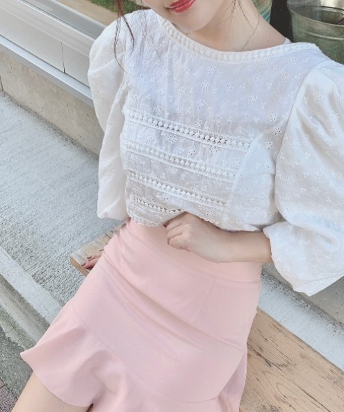 セール Back Lace Up Puff Blouse バックレースアップパフブラウス シャツ ブラウス Myme Heart Be To マイミーハートビート のファッション通販 Zozotown