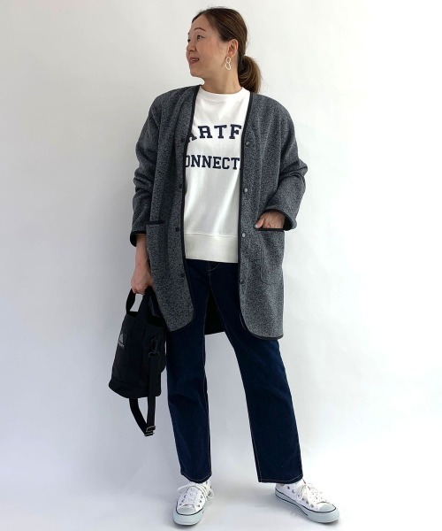 Grand PARK（グランドパーク）の「裏ファー素材　ノーカラーカーデ（カーディガン/ボレロ・レディース・チャコールグレー/グレー系その他/ネイビー系1・FREE）」の18枚目の写真