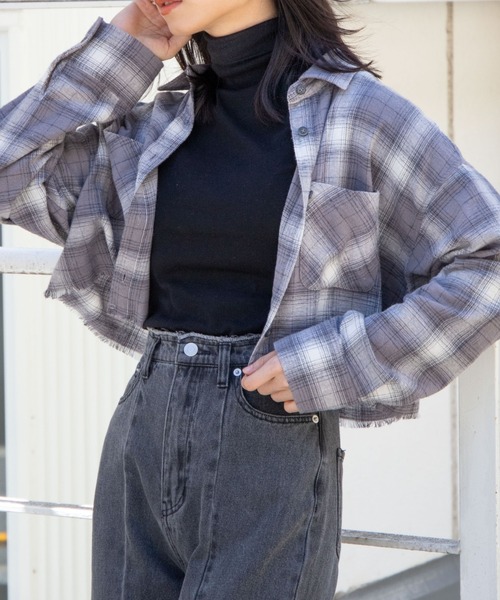 WEGO（ウィゴー）の「WEGO/フリンジショートネルシャツ（シャツ/ブラウス・レディース・グリーン/ブラック/グレー・FREE）」の3枚目の写真