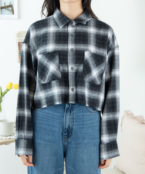 WEGO（ウィゴー）の「WEGO/フリンジショートネルシャツ（シャツ/ブラウス・レディース・グリーン/ブラック/グレー・FREE）」の15枚目の写真