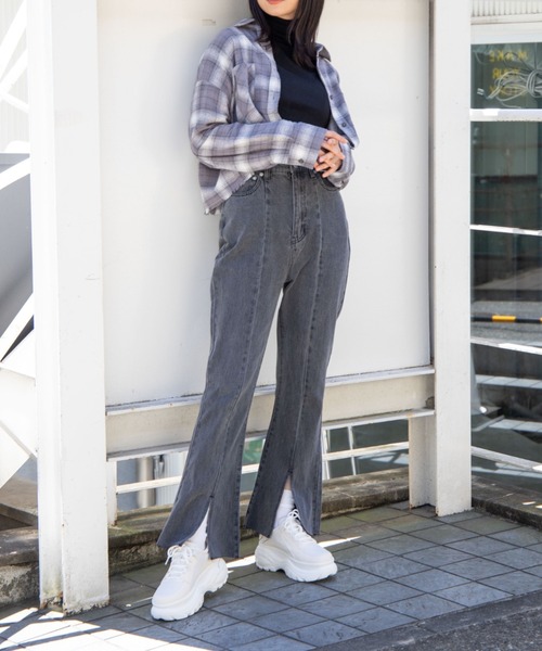 WEGO（ウィゴー）の「WEGO/フリンジショートネルシャツ（シャツ/ブラウス・レディース・グリーン/ブラック/グレー・FREE）」の7枚目の写真