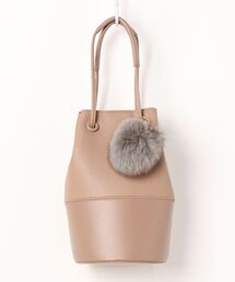 cache cache | カシュカシュ cachecache / フォックスファーポンポンつきバケツ型ショルダー(ショルダーバッグ)