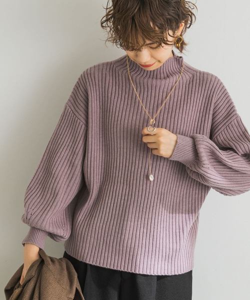 URBAN RESEARCH(アーバンリサーチ)の「【WEB限定】ボトルネックリブニット(ニット/セーター・レディース・チャコールグレー/ミント/モカ/パープル系その他/ライトベージュ・FREE)」の5枚目の写真