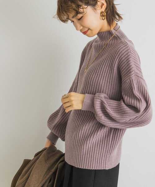 URBAN RESEARCH(アーバンリサーチ)の「【WEB限定】ボトルネックリブニット(ニット/セーター・レディース・チャコールグレー/ミント/モカ/パープル系その他/ライトベージュ・FREE)」の7枚目の写真