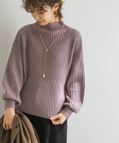 URBAN RESEARCH(アーバンリサーチ)の「【WEB限定】ボトルネックリブニット(ニット/セーター・レディース・チャコールグレー/ミント/モカ/パープル系その他/ライトベージュ・FREE)」の8枚目の写真